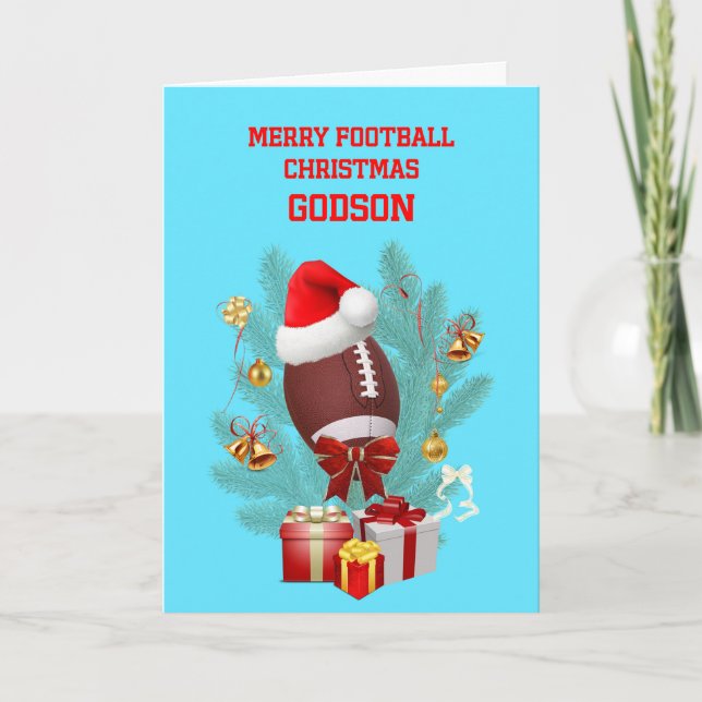 Godson Christmas Football Holiday Card (Front)