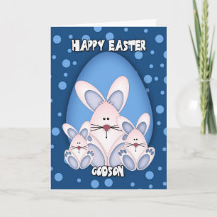 Godson Easter Greeting Card With Cute Rabbits