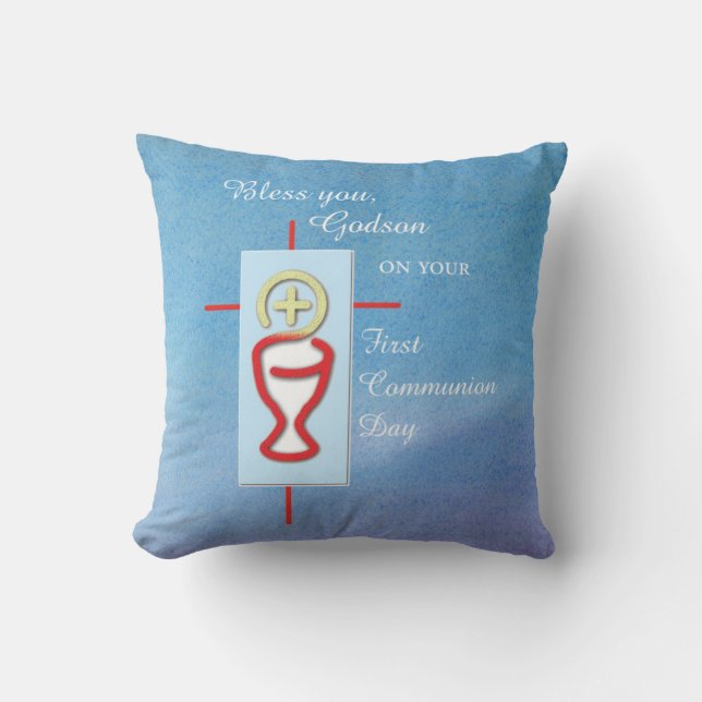 Godson, First Holy Communion, Blue Cushion (Front)
