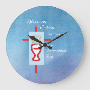 Godson, First Holy Communion, Blue Large Clock