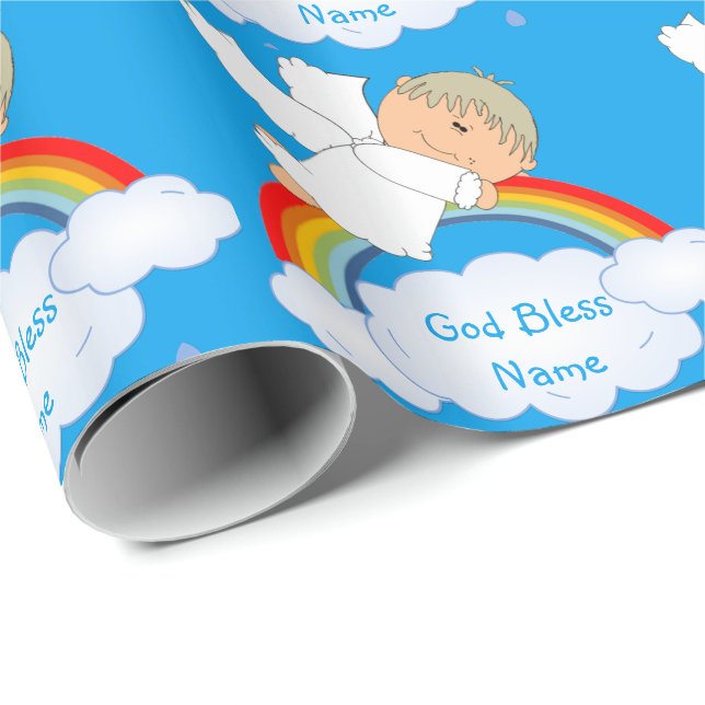 Godson Godchild Baby Boy Shower Gift Personalised Wrapping Paper (Roll Corner)