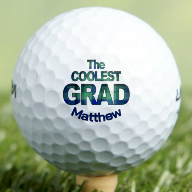 Godson Graduation Gift - Cool Golfer Blue Plaid Golf Balls (Creator Uploaded)