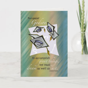 Godson, Graduation Hats in Air, Congratulations Gr Card