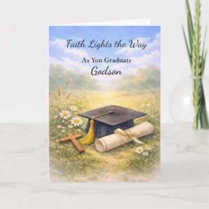Godson Graduation Religious Faith Lights Way Card