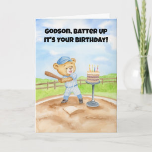 Godson Happy Birthday Baseball Teddy Bear Card