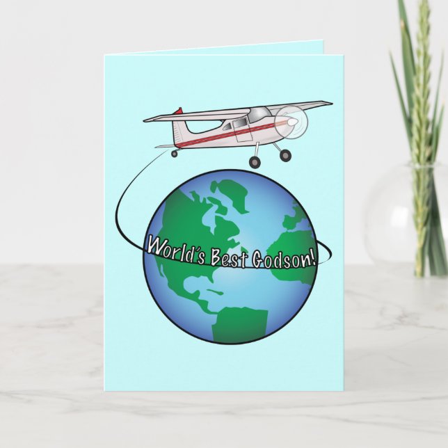 Godson Happy Birthday with Airplane Card (Front)