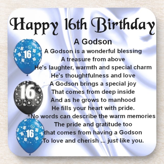 Godson poem - 16th Birthday Design Coaster (Front)