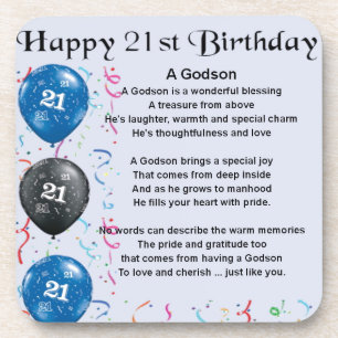 Godson Poem - 21st Birthday Coaster