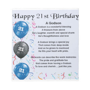 Godson Poem - 21st Birthday Notepad