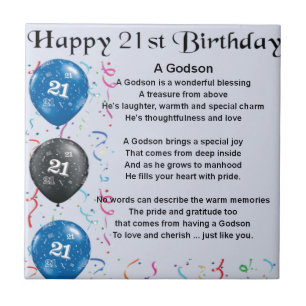 Godson Poem - 21st Birthday Tile