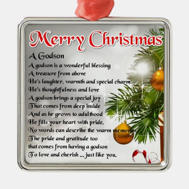Godson poem - Christmas Design Metal Tree Decoration (Front)