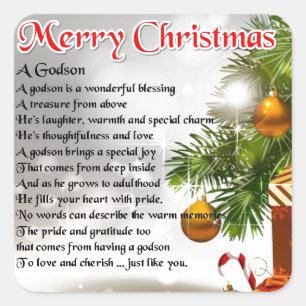 Godson poem - Christmas Design Square Sticker