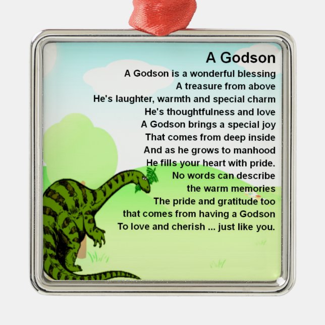 Godson poem - dinosaur design metal tree decoration (Front)