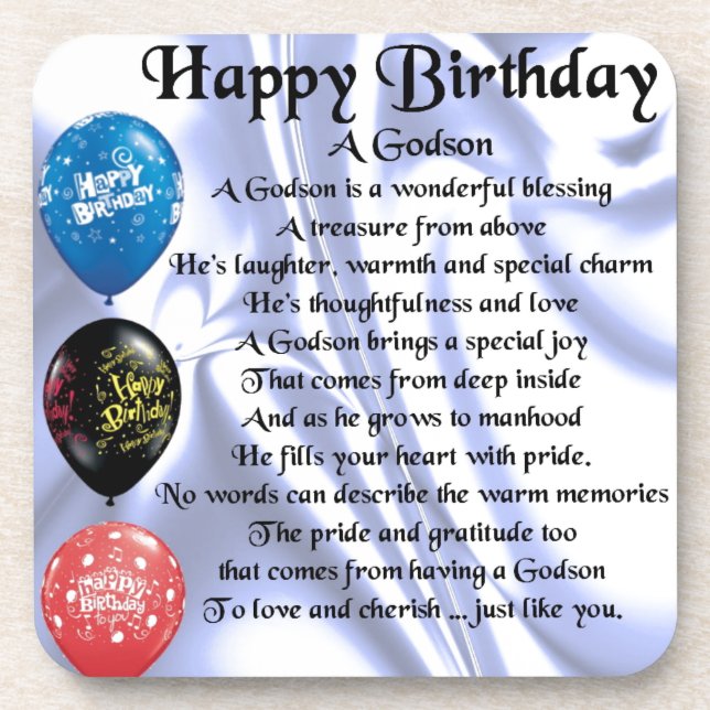 Godson Poem - happy birthday design Coaster (Front)