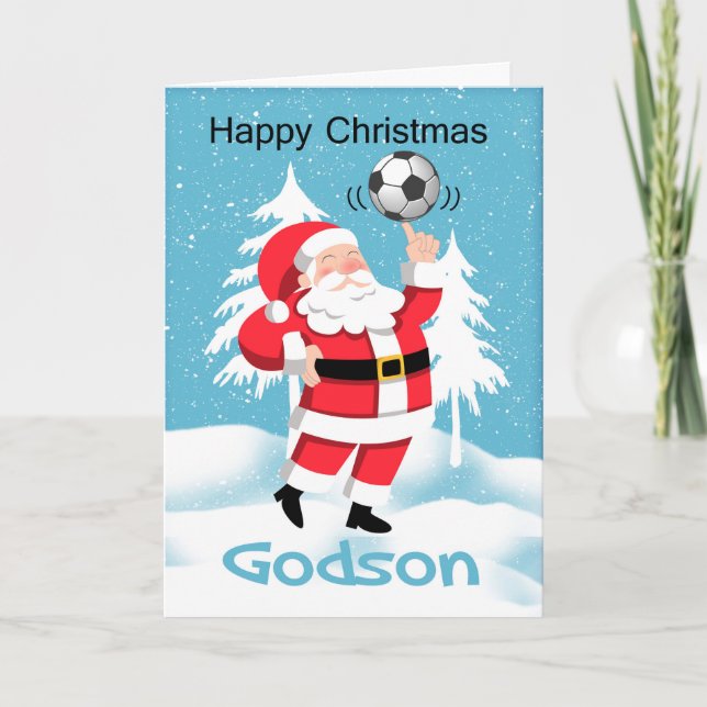 Godson Soccer / Football Christmas Greeting Card (Front)