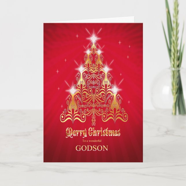 Godson, Stylised Christmas tree Christmas card (Front)