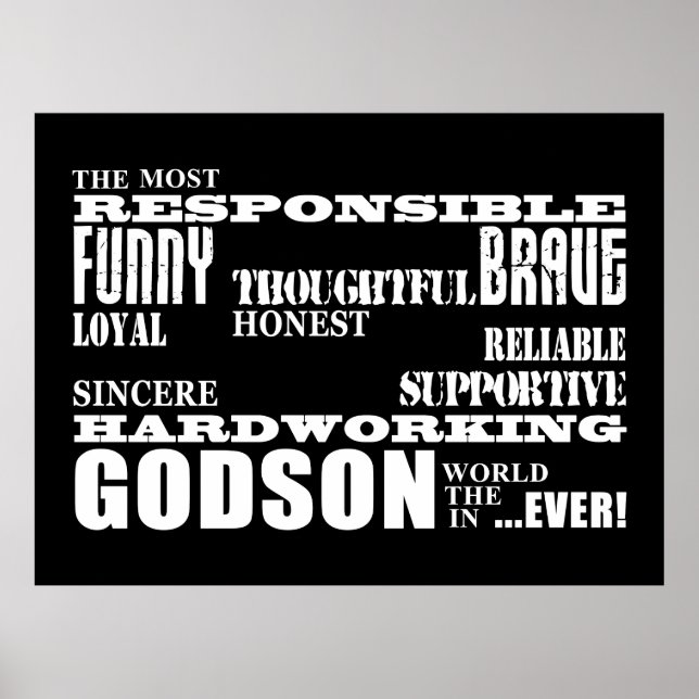 Godsons Baptism Christening Birthdays : Qualities Poster (Front)