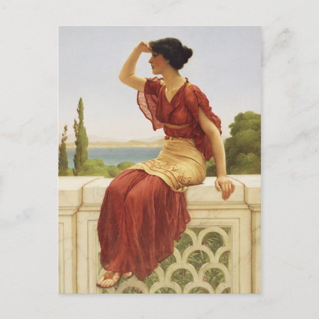 Godward The Signal Beautiful Woman Portrait Art Postcard (Front)