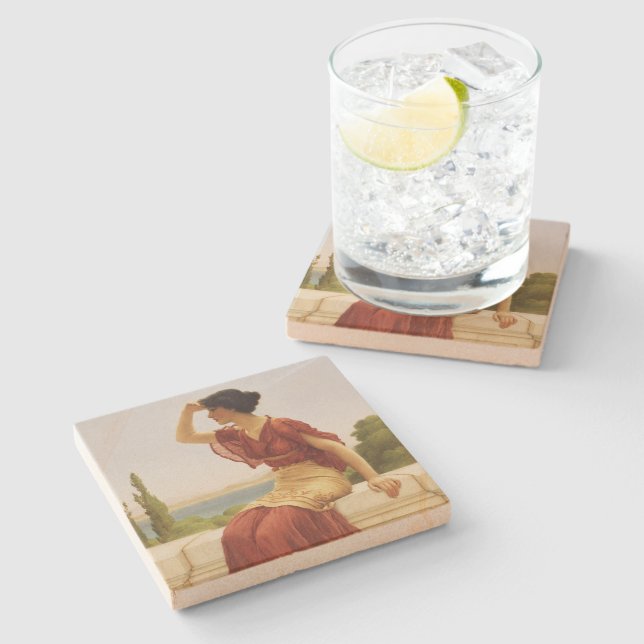 Godward The Signal Beautiful Woman Portrait Art Stone Coaster (Side)