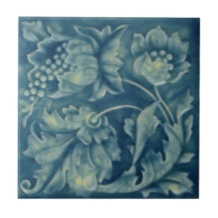 Godwin Hewitt Art Nouveau Blue Majolica Repro Tile