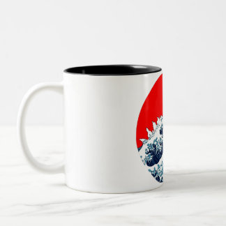 Godzila wave Two-Tone coffee mug