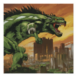 Godzilla like Kaiju Monster Poster