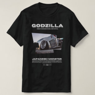 GODZILLA SILVER METAL T-SHIRT BLACK