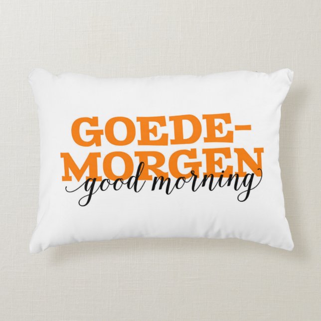 Goedemorgen Good Morning Dutch Vocabulary Words Decorative Cushion (Front)