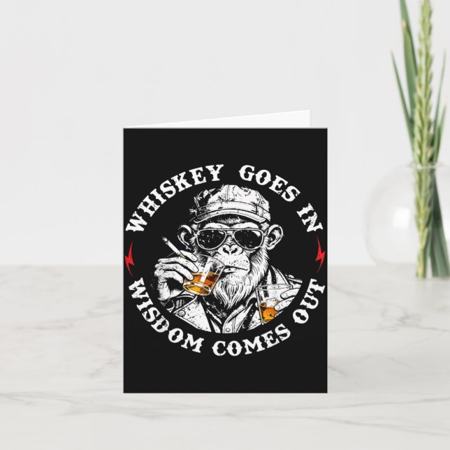 Goes In Wisdom Comes Out Monkey Funny Humour Card (Front)