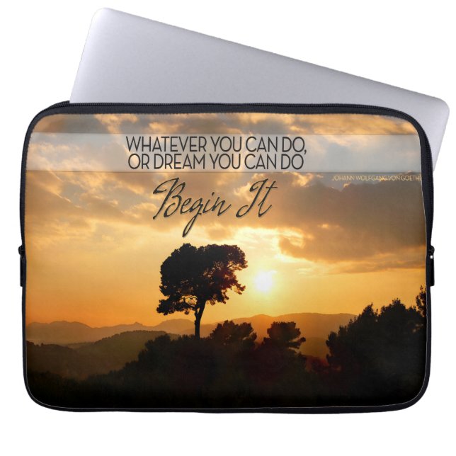 Goethe Inspirational Quote "Begin it" Laptop Sleeve (Front)