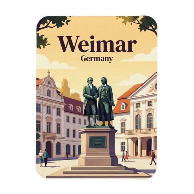 Goethe-Schiller Monument, Weimar, Thuringia, Germa Magnet (Vertical)