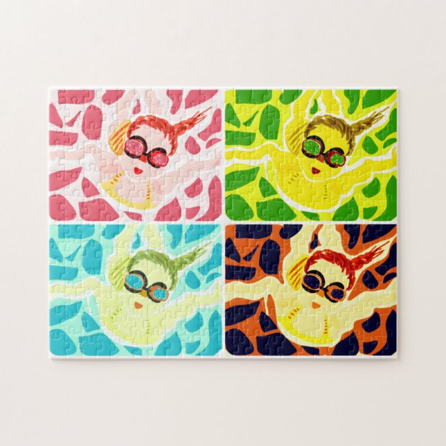 Goggle Girls Swimming in Water Jigsaw Puzzle (Horizontal)