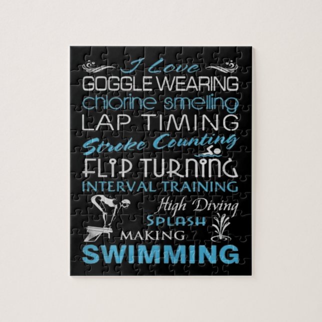 Goggle Wearing Lap Timing Flip Turning Making Swim Jigsaw Puzzle (Vertical)