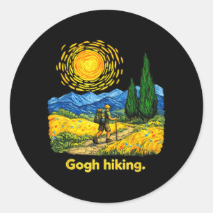 Gogh Hiking Funny Outdoorsy Night Sky Artist Art Classic Round Sticker