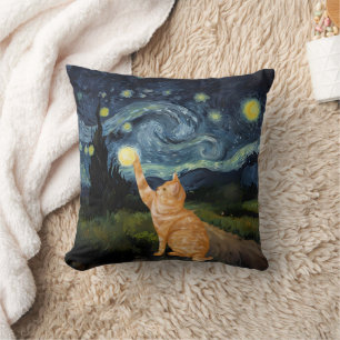Gogh Kitty Starry Night Cat Cushion