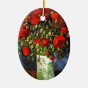 Gogh Red Poppies Flowers Spring Love Peace Destiny Ceramic Tree Decoration