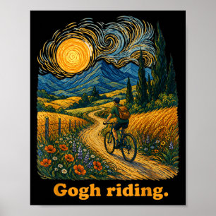 Gogh Riding Funny Cycling Night Sky Artist Art Poster