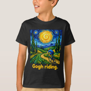 Gogh Riding Funny Cycling Night Sky Artist Art T-Shirt