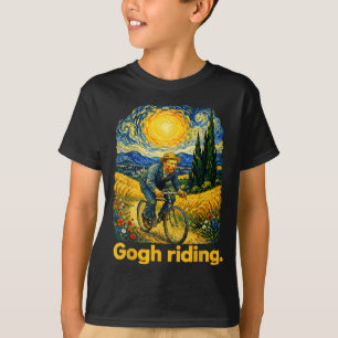 Gogh Riding Funny Cycling Night Sky Artist Art T-Shirt