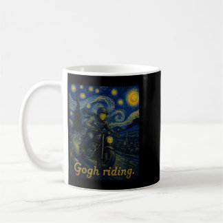 Gogh Riding Motorcycle Funny Night Sky Artist Coffee Mug