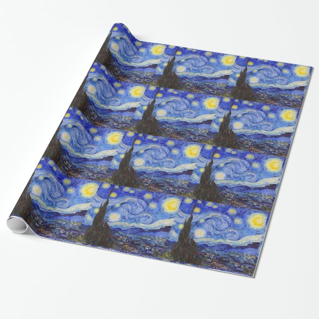 Gogh , "Starry Night" Wrapping Paper (Unrolled)