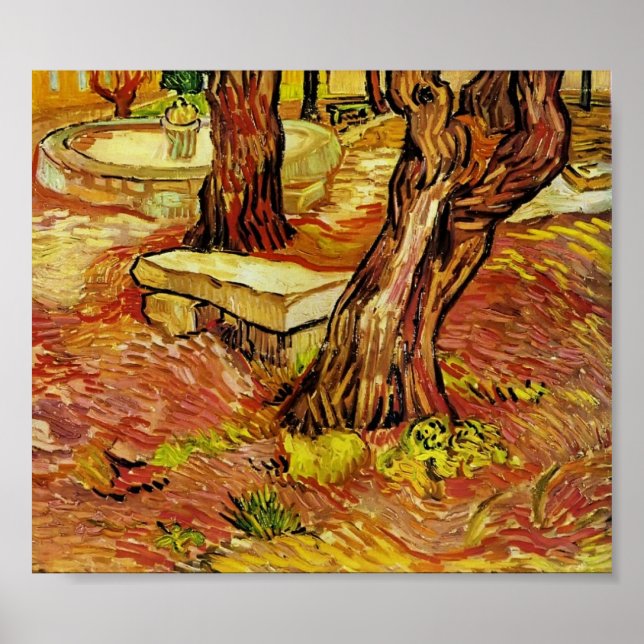 Gogh - The Stone Bench in the Garden at Saint-Paul Poster (Front)