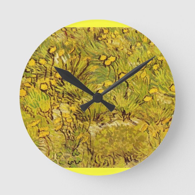 Gogh Yellow Blossoms Whimsical Wedding Personalise Round Clock (Front)