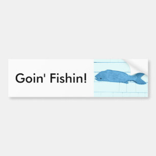 goin fishin blue fish logo bumper sticker