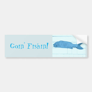 goin' fishin blue fish logo bumper sticker