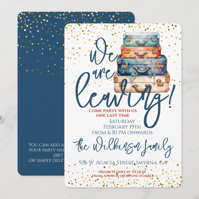 Going Away Family Moving Party Invitation (Front/Back)