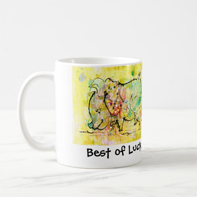 Going Away Gift, "Lucky Pig" Coffee Mug (Left)
