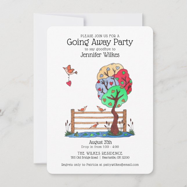 Going Away Party Cute Birds Invitation (Front)