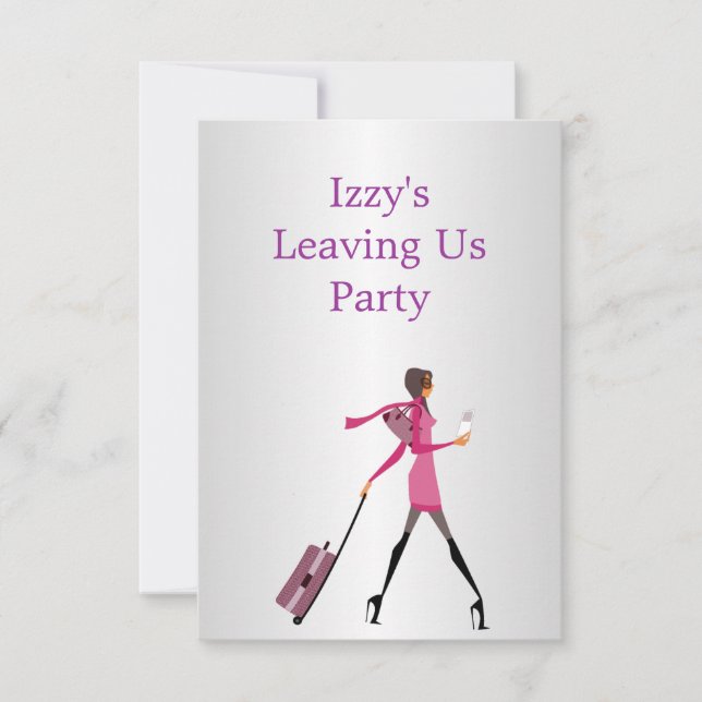 Going Away Party Event Girl with Luggage Invitation (Front)