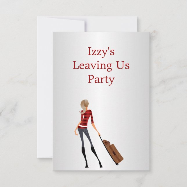Going Away Party Event Girl with Luggage Invitation (Front)